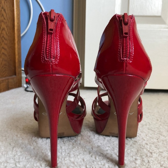 Aldo Red Patent Leather Platform Stiletto Heels - Picture 4 of 5
